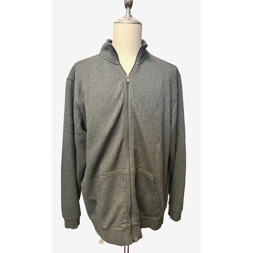 LL Bean Men's XLT Tall Grey Full Zip Fleece Jacket Sweatshirt Outdoor Hiking Dad